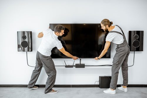San Diego TV mounting technician installing a television